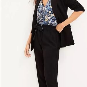 Loft Tie Waist Tapered Pants In Crepe